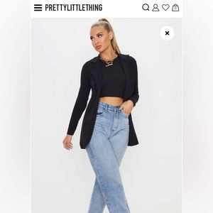 Pretty Little Thing black longline blazer